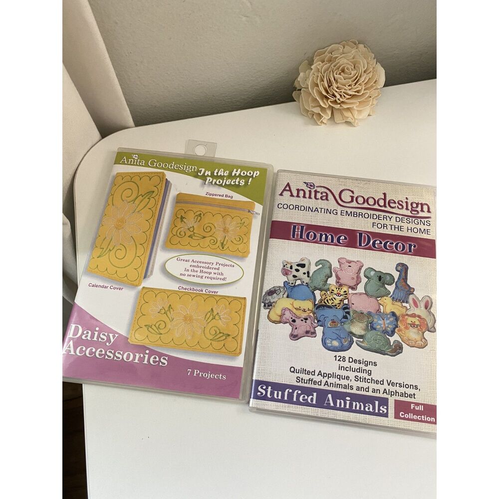 Anita Goodesign Machine Embroidery CD Lot 2 Daisy Accessories Stuffed Animals